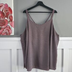 Penningtons Geometric Print Double Spaghetti Strap Camisole,Boho Top, Size 2X